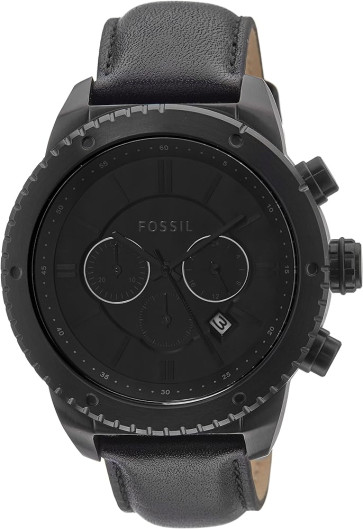 Uhrenarmband Fossil BQ1648 Leder Schwarz 22mm
